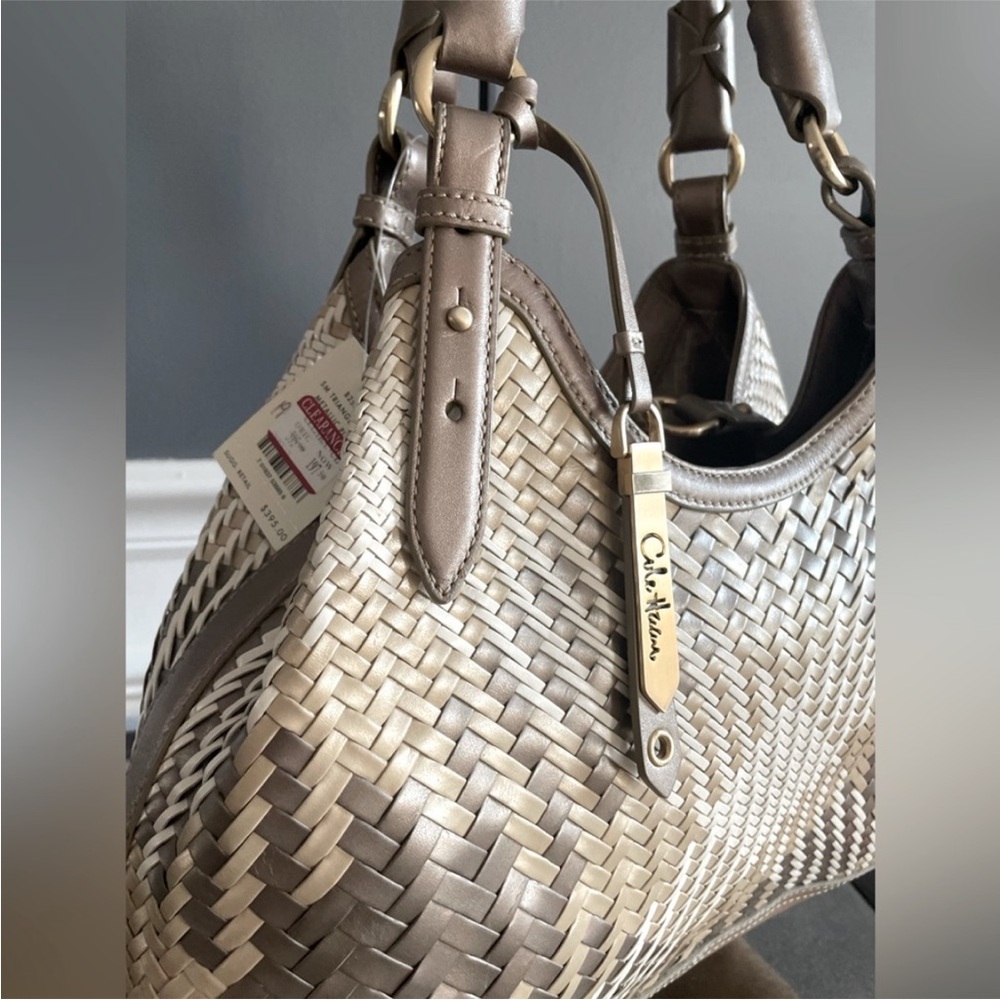 Cole Haan purse bag, satchel, metallic earthtones, new trending braided handles - Picture 12 of 14